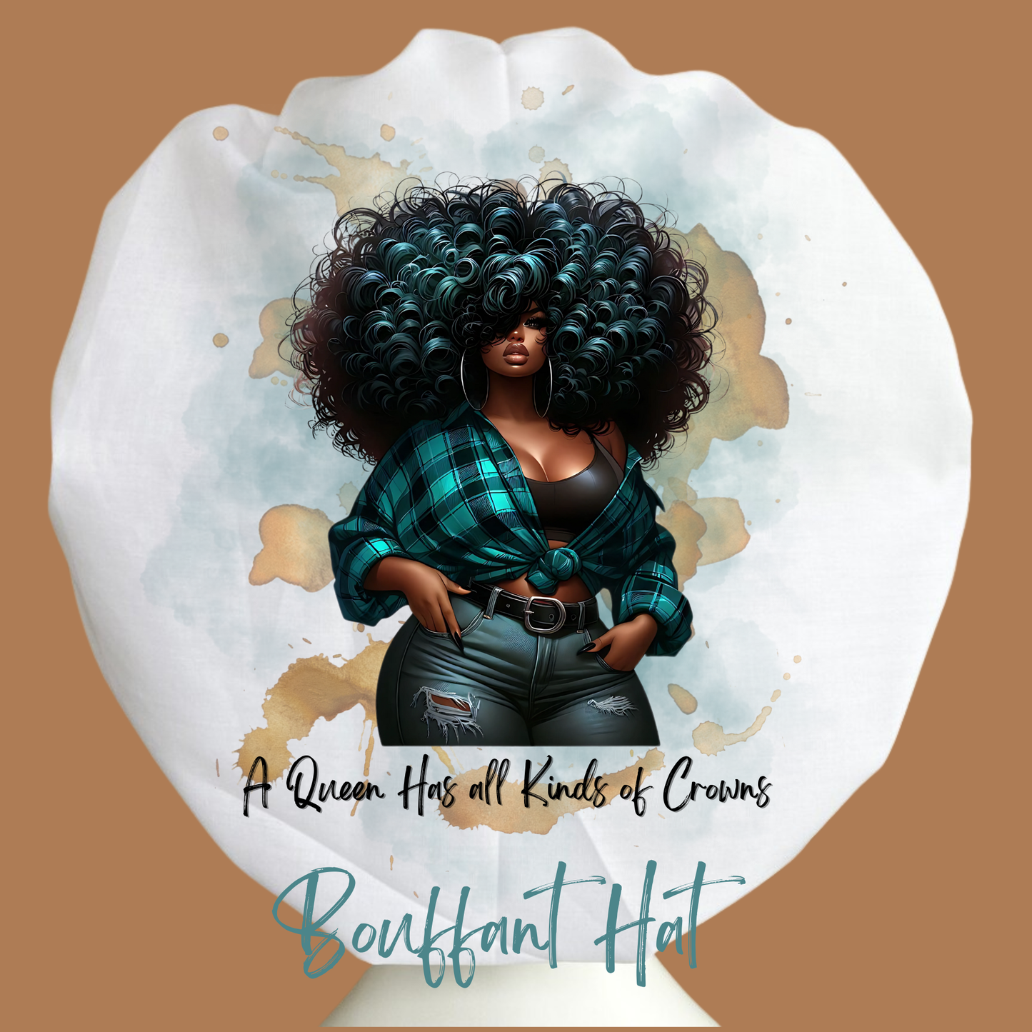 A Queen's Crown Bouffant Hat (green & brown)