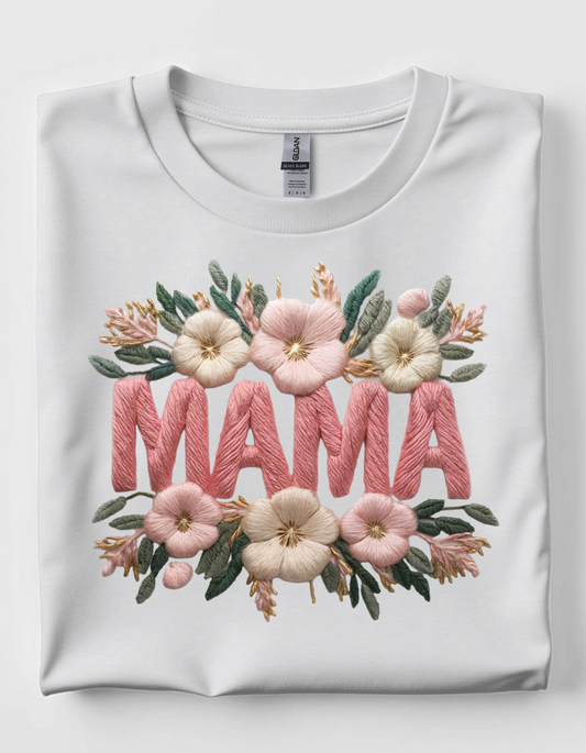 Mama Faux Embroidery short sleeve tee