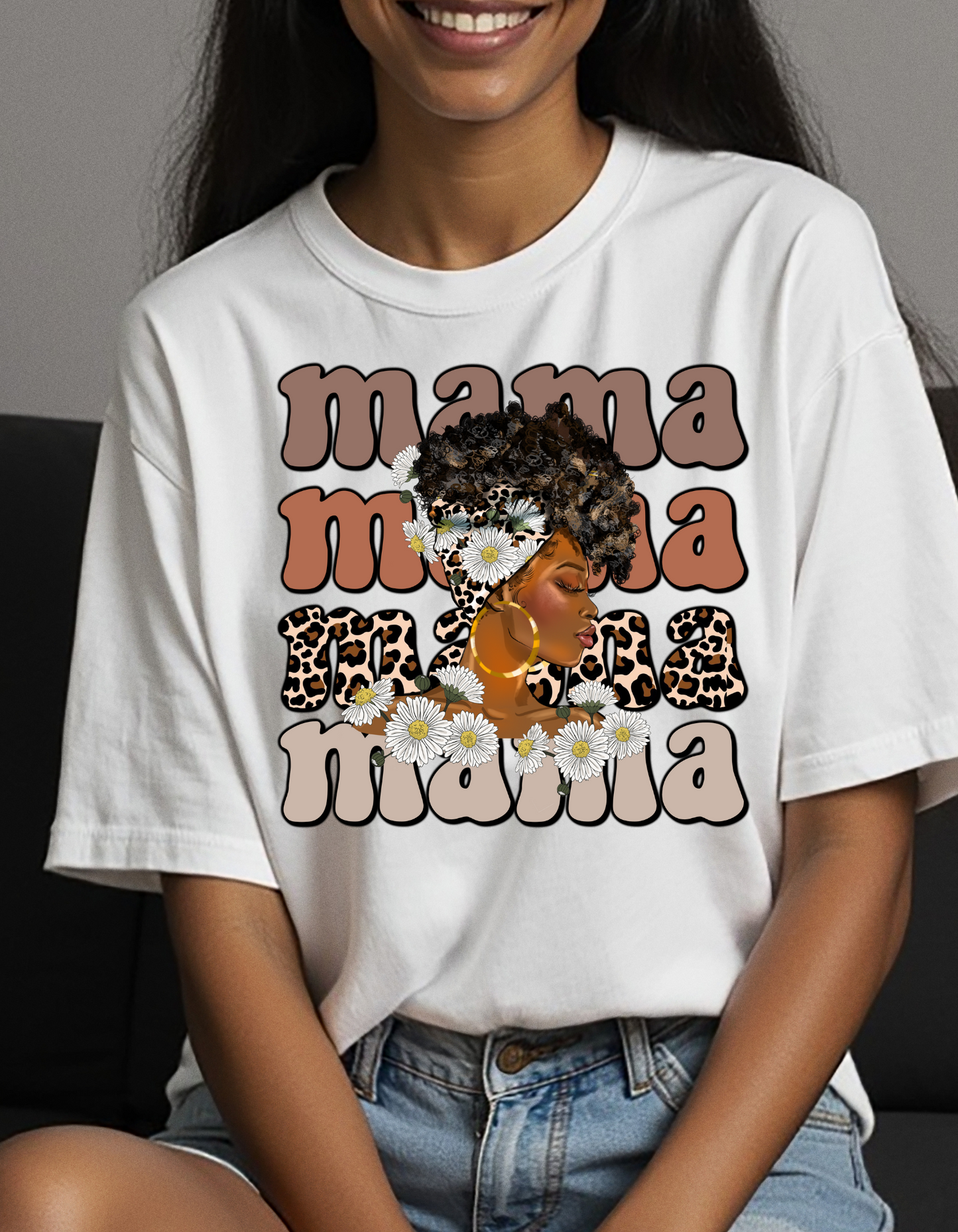 High Afro Scarf Mama short sleeve tee